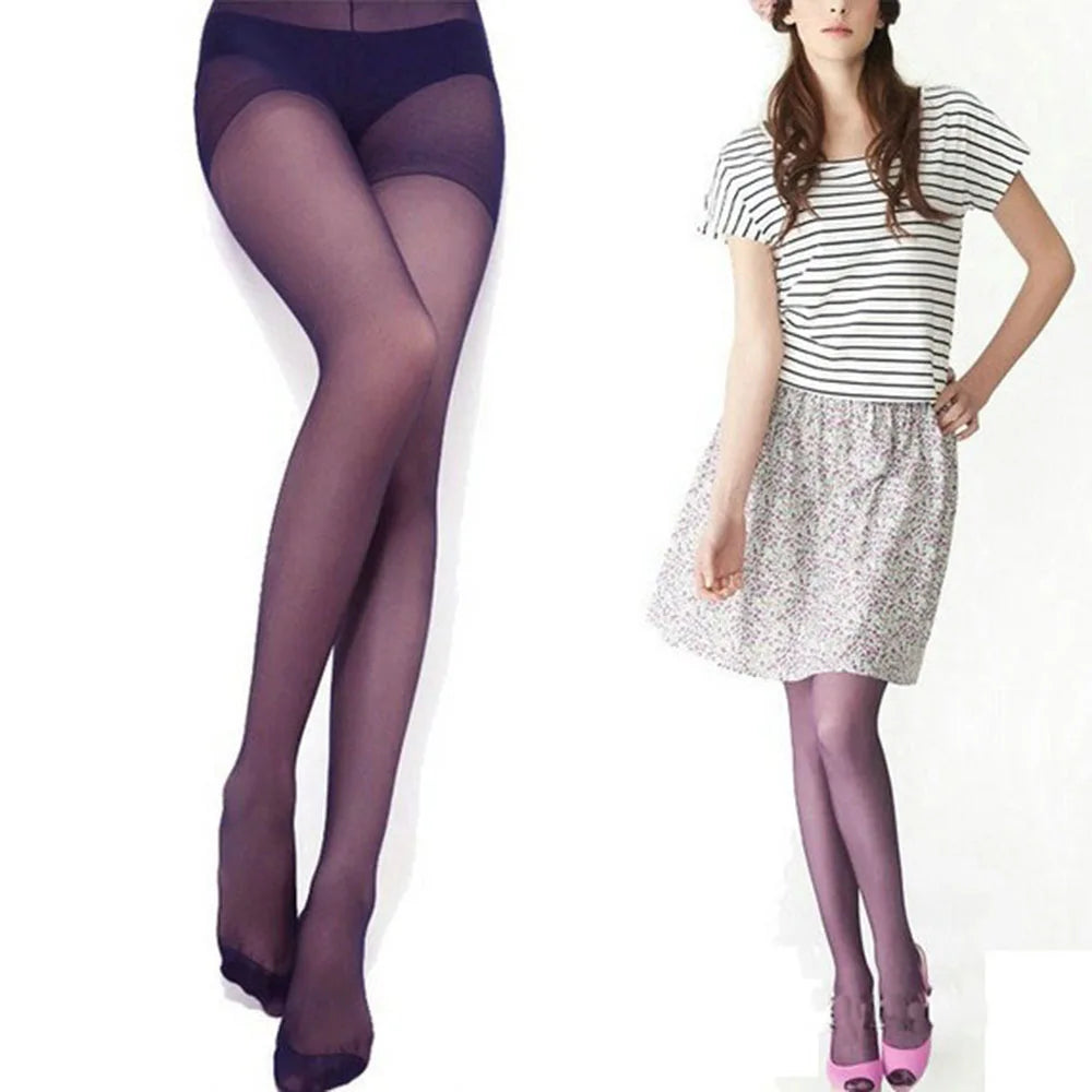 Purple Opaque Tights - Seamless Nylon Pantyhose Stockings for Women, Office & Everyday Wear