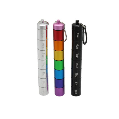Portable Aluminum Alloy Pill Box Case - Waterproof, 7 Days 7 Grids Organizer for Travel - Ideal for Medicine, Vitamins, and Fish Oils