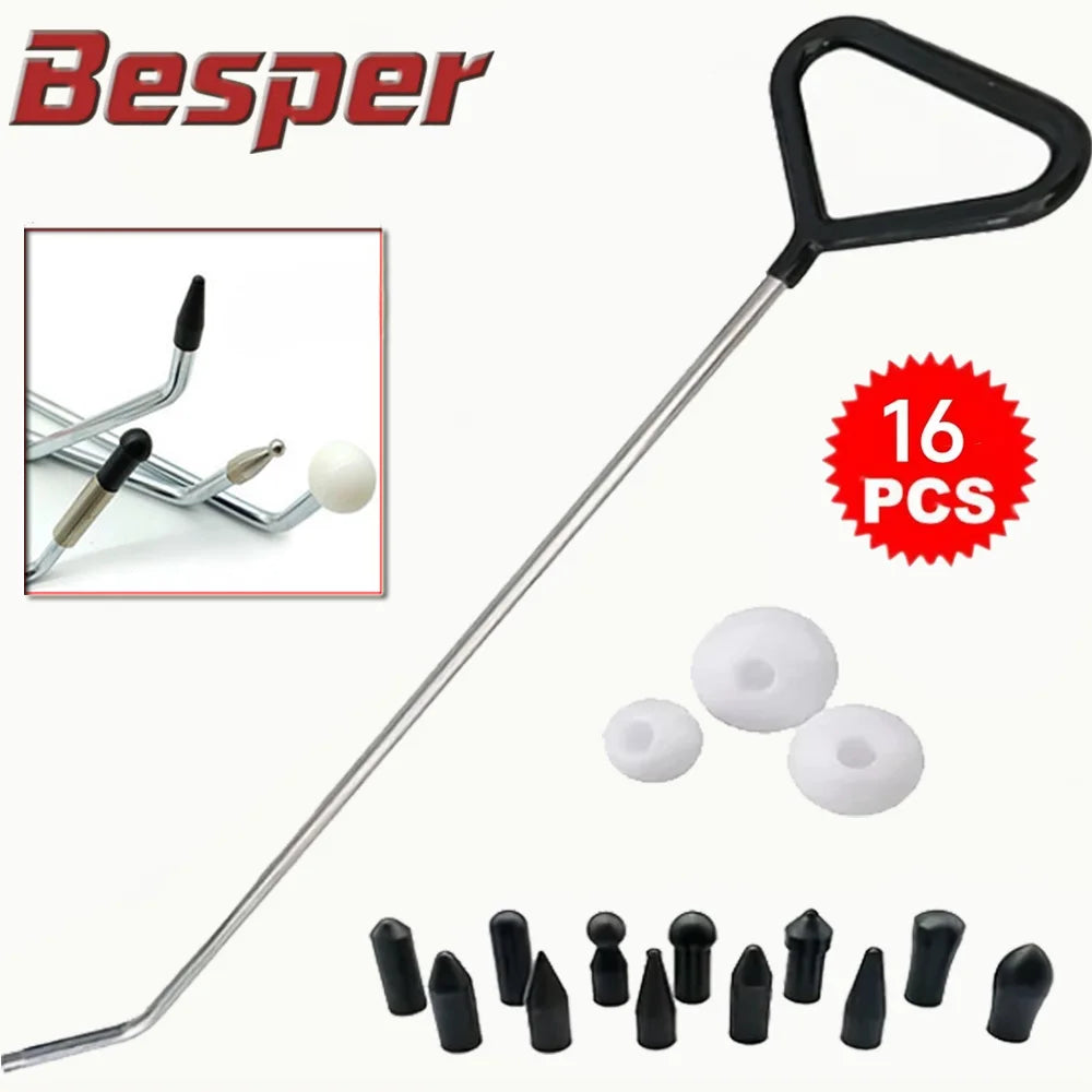 Car Dent Repair Hooks & Push Rod Set – Taper Head PDR Tool Kit for Body Dents & Hail Damage Removal