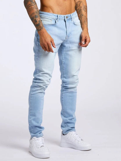Men’s Elastic Skinny Jeans — Slim Fit Stretch Denim Pencil Pants Streetwear Casual Jogging Trousers Black