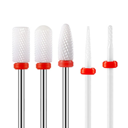 5PCS Ceramic Nail Drill Bit Set - Electric Milling Cutter Bits for Manicure & Pedicure Nail Machine Accessories