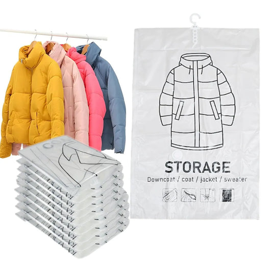 Hanging Vacuum Storage Bags - Space Saver Bags for Clothes, Vacuum-Sealed for Suits, Dresses, Jackets