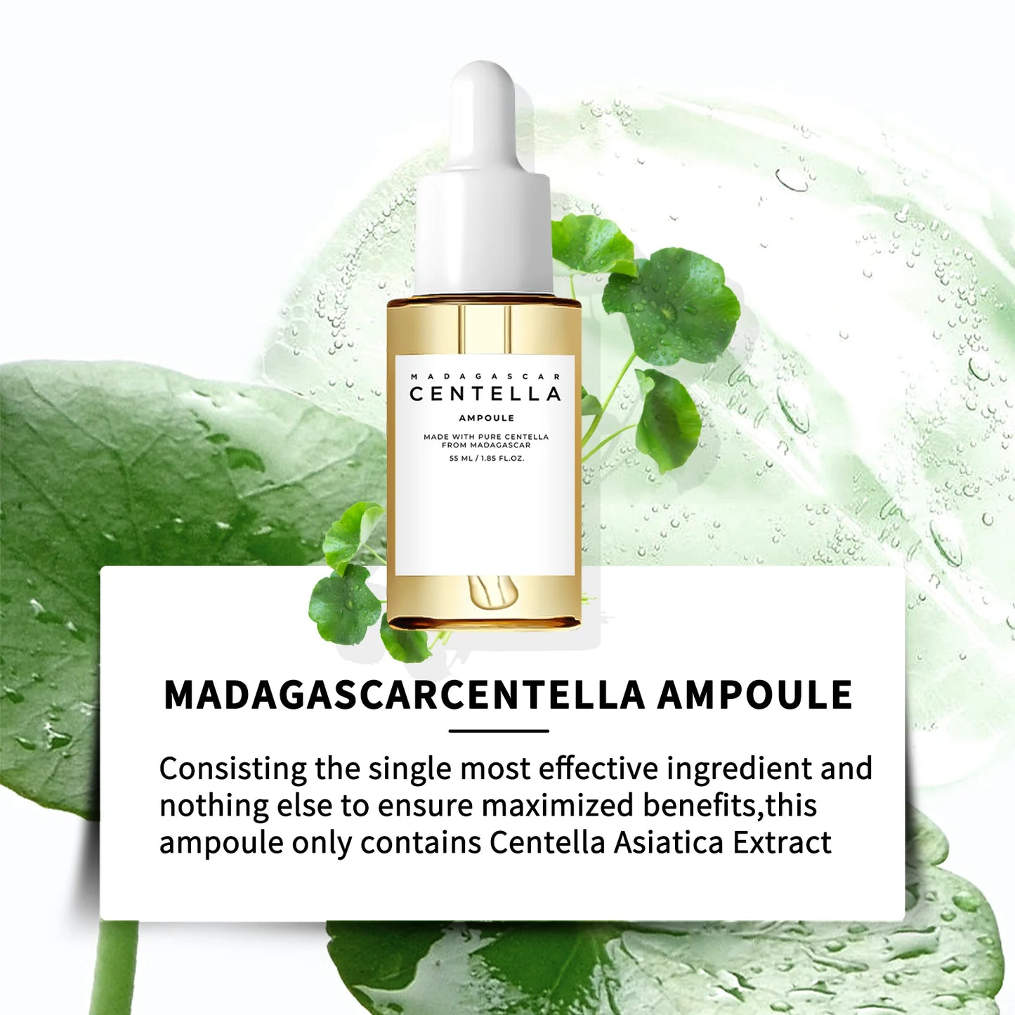 Centella Asiatica Soothing Serum - 55ml Madagascar Formula for Sensitive Skin Relief, Acne Care & Deep Hydration