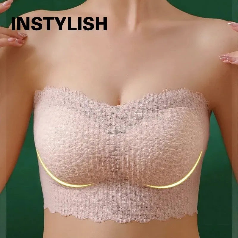 Women’s Seamless Strapless Bralette – Wireless Push-Up Tube Top Bra, Invisible Support Lingerie for Wedding & Everyday Wear
