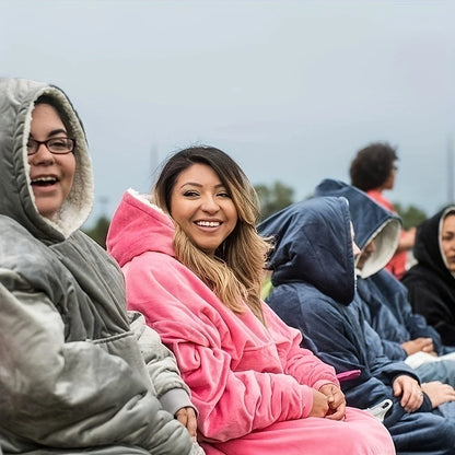 Ultra Soft Oversized Hoodie Blanket — Reversible Sherpa Fleece Sweatshirt with Kangaroo Pocket, Machine Washable