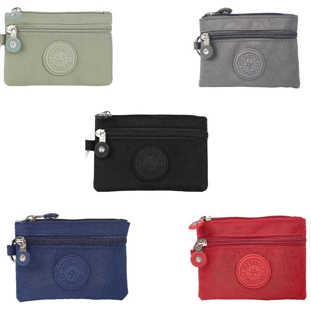 Small Solid Canvas Coin Bag for Kids - Money Purse, ID and Credit Card Holder, Key and Earphone Storage