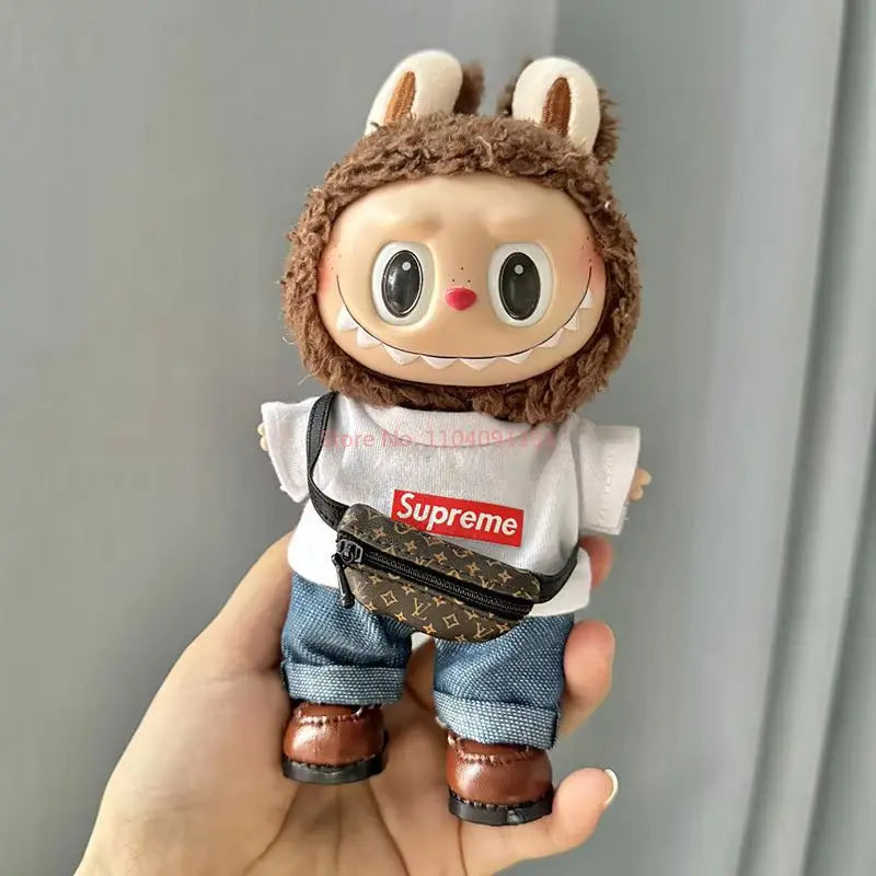 17cm Lovely Labubu Doll Clothes - First & Second Generation Supreme Clothing Set, Multi-Color Outfits