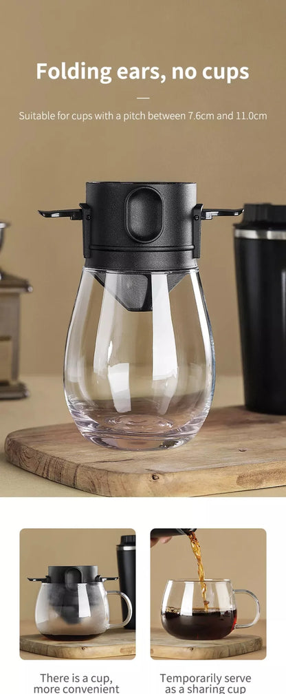 304 Stainless Steel Portable Coffee Filter – Reusable Drip Coffee Tea Holder Mug Set with Coffee Pot & Dripper