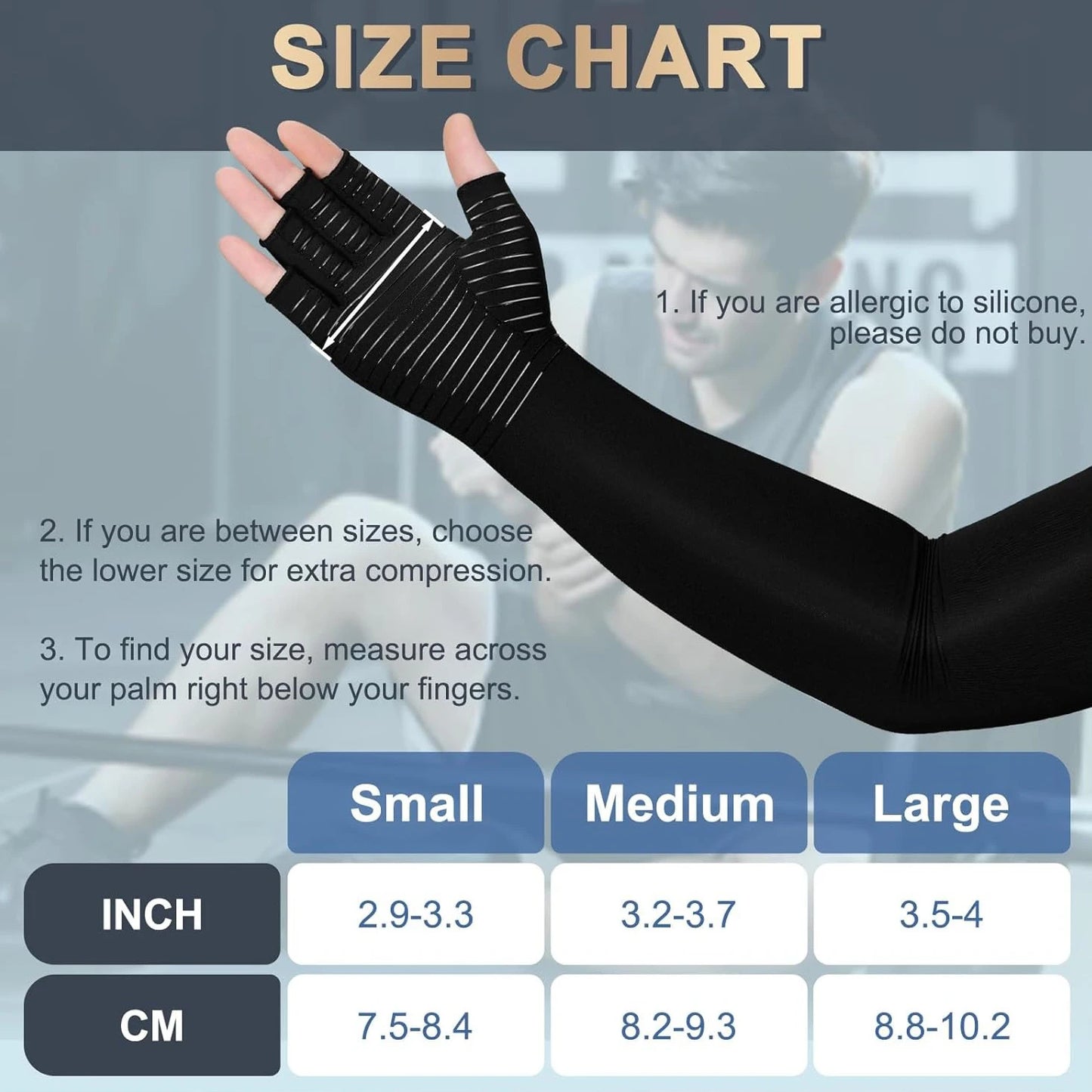 Long Copper Compression Arthritis Gloves – Arm & Hand Support Sleeves for Carpal Tunnel, Lymphedema & Hand Pain Relief