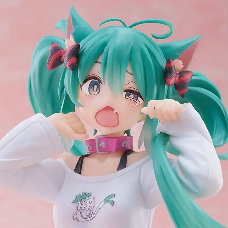 Hatsune Miku 11cm Desktop Action Figure – Neko T-Shirt Anime Figurine Toy Gift