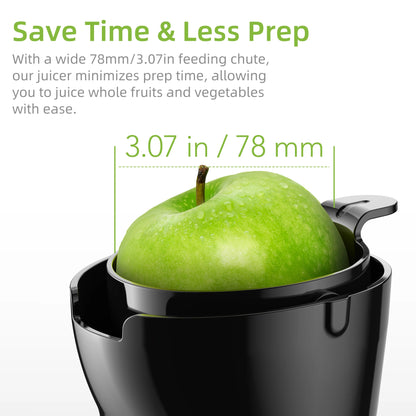 BioloMix Cold Press Juicer – 78mm Feed Chute, 200W Slow Masticating Juice Extractor, 40-65RPM for Whole Fruits