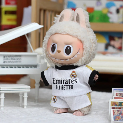 17cm Labubu Football Doll Clothing DIY Vinyl Pendant Toy for Boys – Size 7 Sportswear V1V2 V3