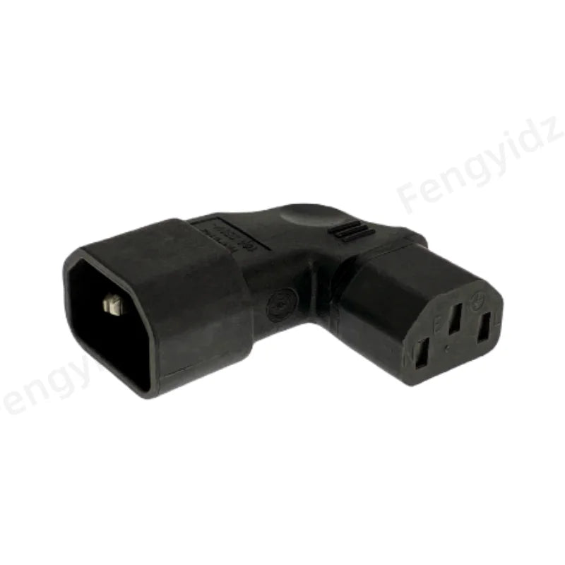 IEC 320 C14 to C13 Adapter - 3-Pin 90-Degree Right-Angle AC Power Extension Converter