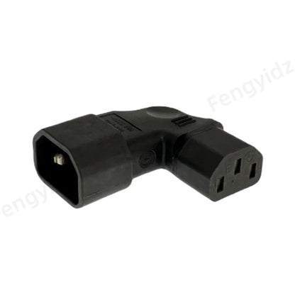 IEC 320 C14 to C13 Adapter - 3-Pin 90-Degree Right-Angle AC Power Extension Converter