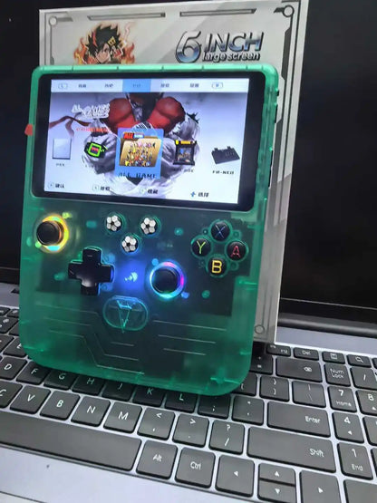 FLLBW R60 Max Retro Game Console - 6" IPS Handheld with 128GB Storage, 22,000 Games & Linux System
