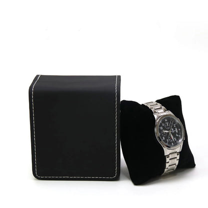 Lnofxas Black Single Watch Gift Box — PU Leather Wristwatch Display Case with Pillow, Organizer for Men
