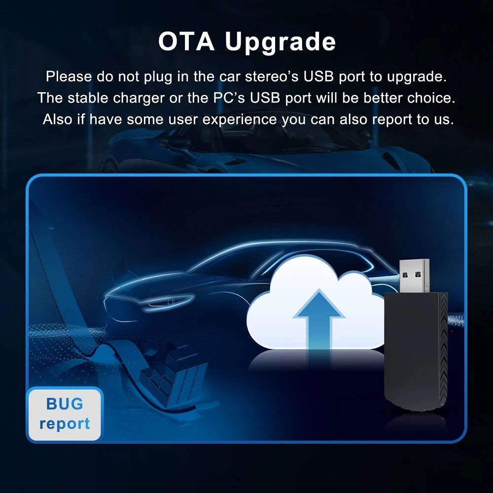 2024 Mini Apple CarPlay Wireless Adapter - Bluetooth WiFi Dongle for Fast Connect, Plug and Play for OEM Wired CarPlay
