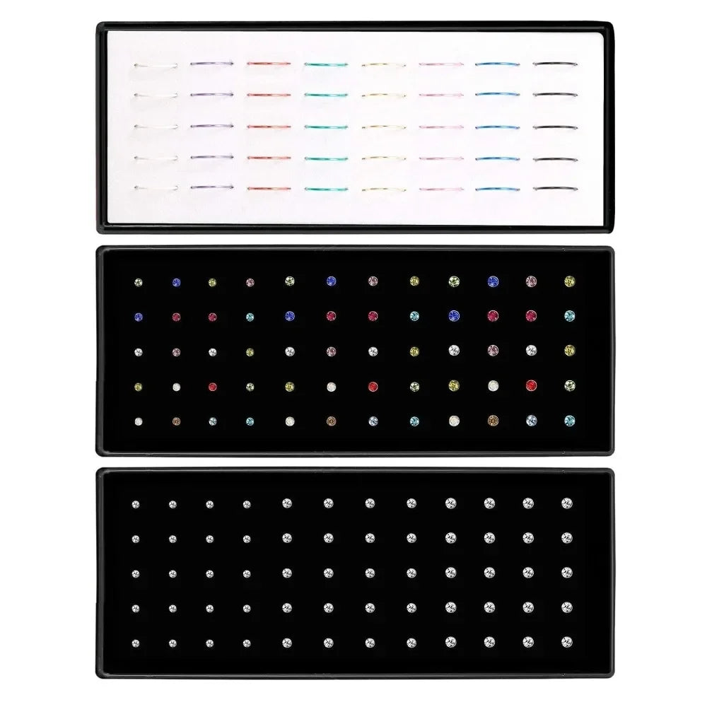 Women’s Crystal Stainless Steel Nose Stud – Hypoallergenic 1.8mm Straight, L, or Screw Nose Ring Jewelry