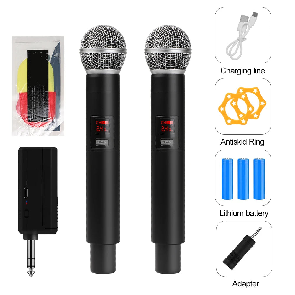Wireless UHF 2-Channel Handheld Microphone – Professional Mic for Party, Karaoke, Church & Meetings