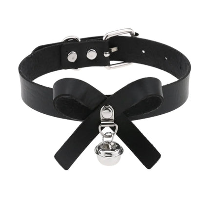 Harajuku Gothic Spike Rivet Star Choker Necklace – Black Bowknot PU Lace Leather Y2K Hip Hop Rock Jewelry for Girls