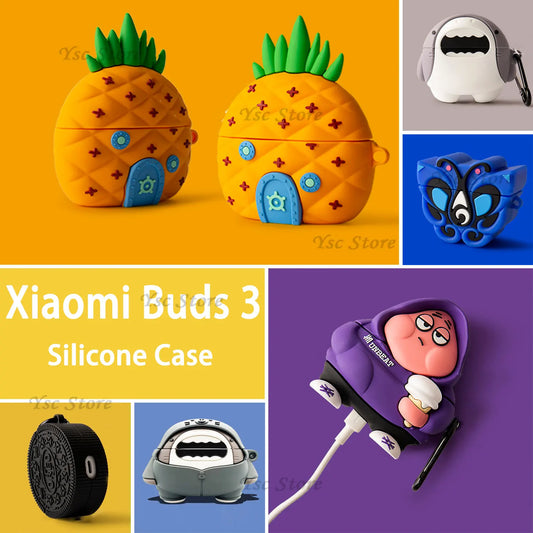 Cartoon Silicone Earphone Case for Xiaomi Buds 3 — Soft Protective Shell for Wireless Earbuds
