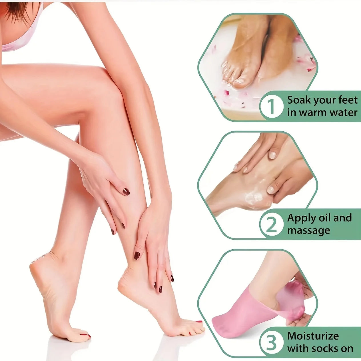 2 Pack Silicone Moisturizing Foot Socks – Gel Socks for Cracked Feet, Foot Spa Treatment & Deep Hydration