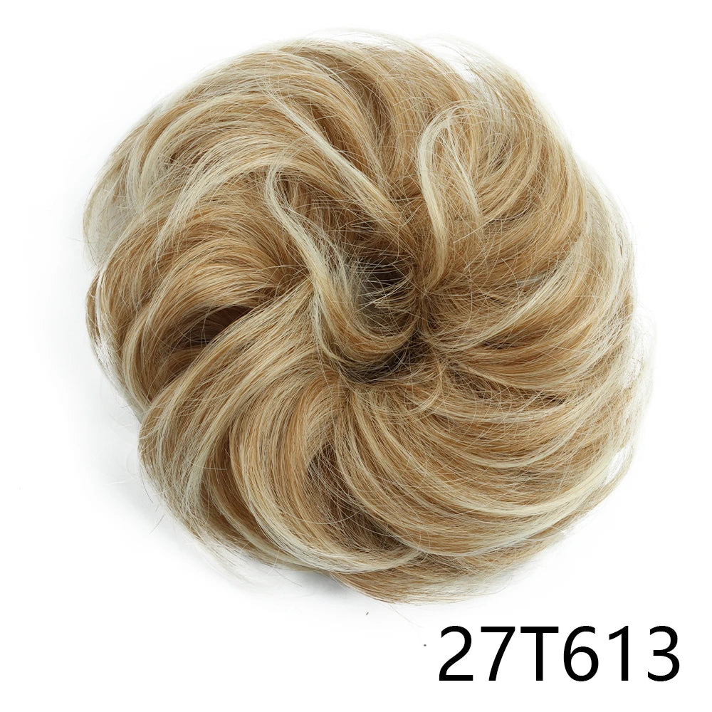 Synthetic Wavy Hair Bun Wig – Elastic Rubber Scrunchie Curly Ponytail Hair Extension for Ladies