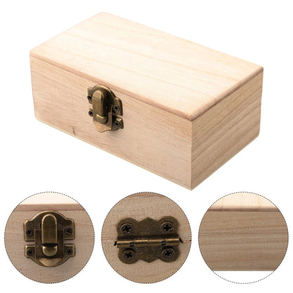 Wooden Jewelry Storage Box with Lid — Square Hinged Craft Box for DIY, Home Decor, and Mother's Day Gift
