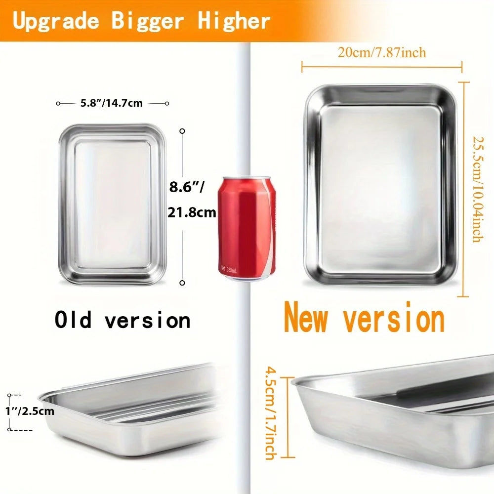 3-Piece Stainless Steel Food Container Set - Leakproof Stackable Meal Prep Boxes with Clear Lids