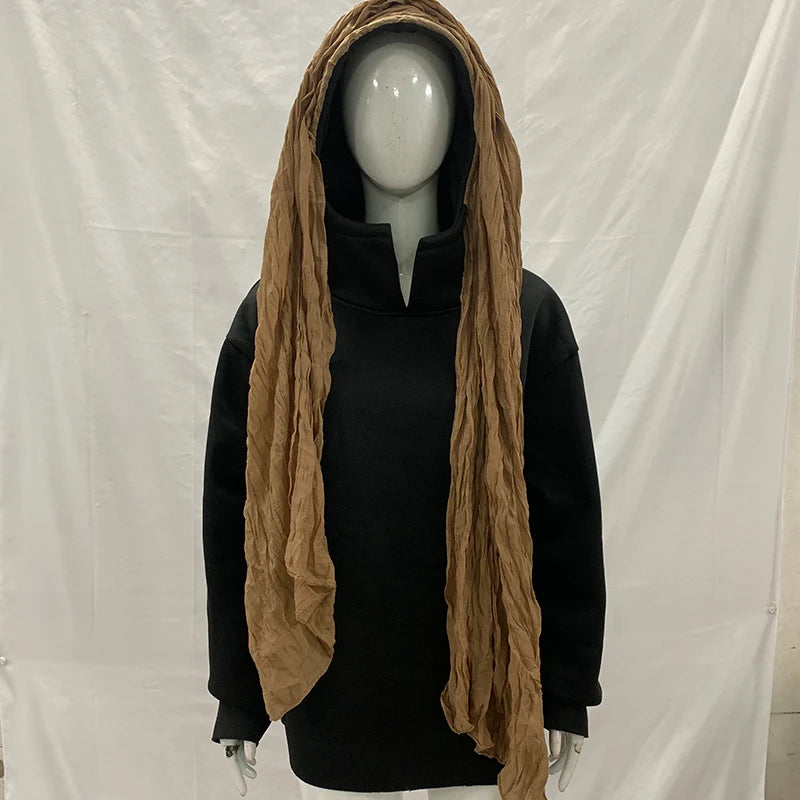 Women’s Autumn Winter Hooded Coat - European & American High Street Style with Headscarf Detail and Long Sleeves