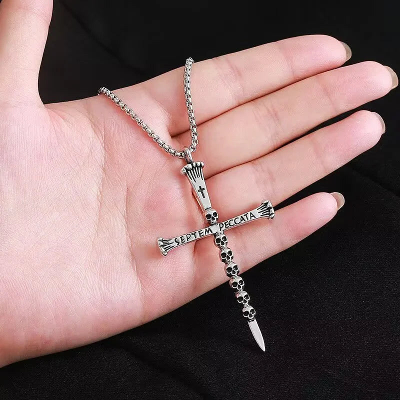 European & American Retro Gothic Cross Necklace – Unisex Hip-Hop Fashion Pendant for Men & Women, Street Style Trendsetter Jewelry Accessory