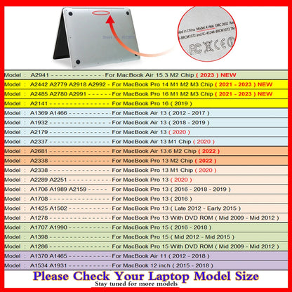 Ultra-Thin Hard Shell Laptop Case for MacBook Pro 14 and MacBook Air 13 M1 M2 Chip - Cover for MacBook Air 15.3 and Pro 13
