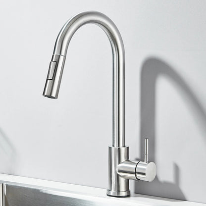 Black Pull-Out Kitchen Faucet - Deck Mounted, Flexible Hot & Cold Water Sink Mixer Tap with Stream & Shower Modes Nozzle