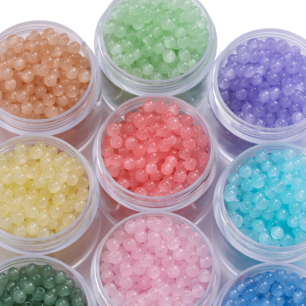 50/100pcs 4mm Colored Glass Jade Beads - Round Spacer Beads for DIY Earrings, Necklaces & Bracelets