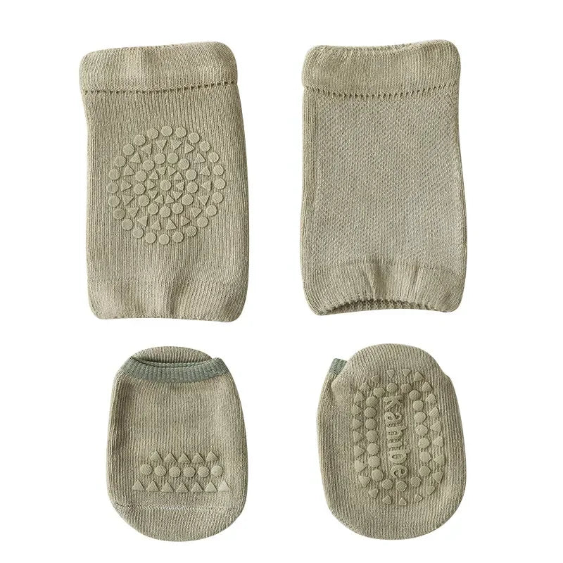 Baby Knee Pads Socks Set – Anti-Slip Crawling Safety Socks for Girls & Boys, Solid Color Leg Protector