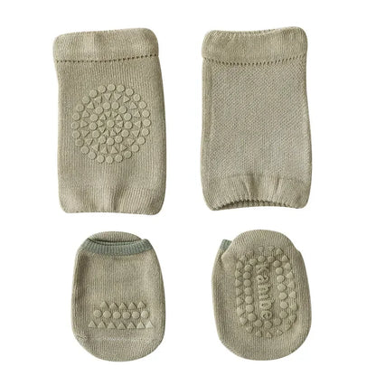 Baby Knee Pads Socks Set – Anti-Slip Crawling Safety Socks for Girls & Boys, Solid Color Leg Protector