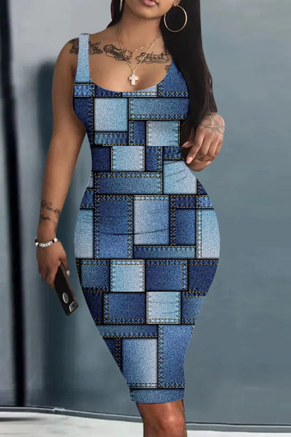 Women’s World Map Mini Dress – Harajuku Sleeveless Sundress with Geometric 3D Print, Sexy Fun Vestido Summer Clothing
