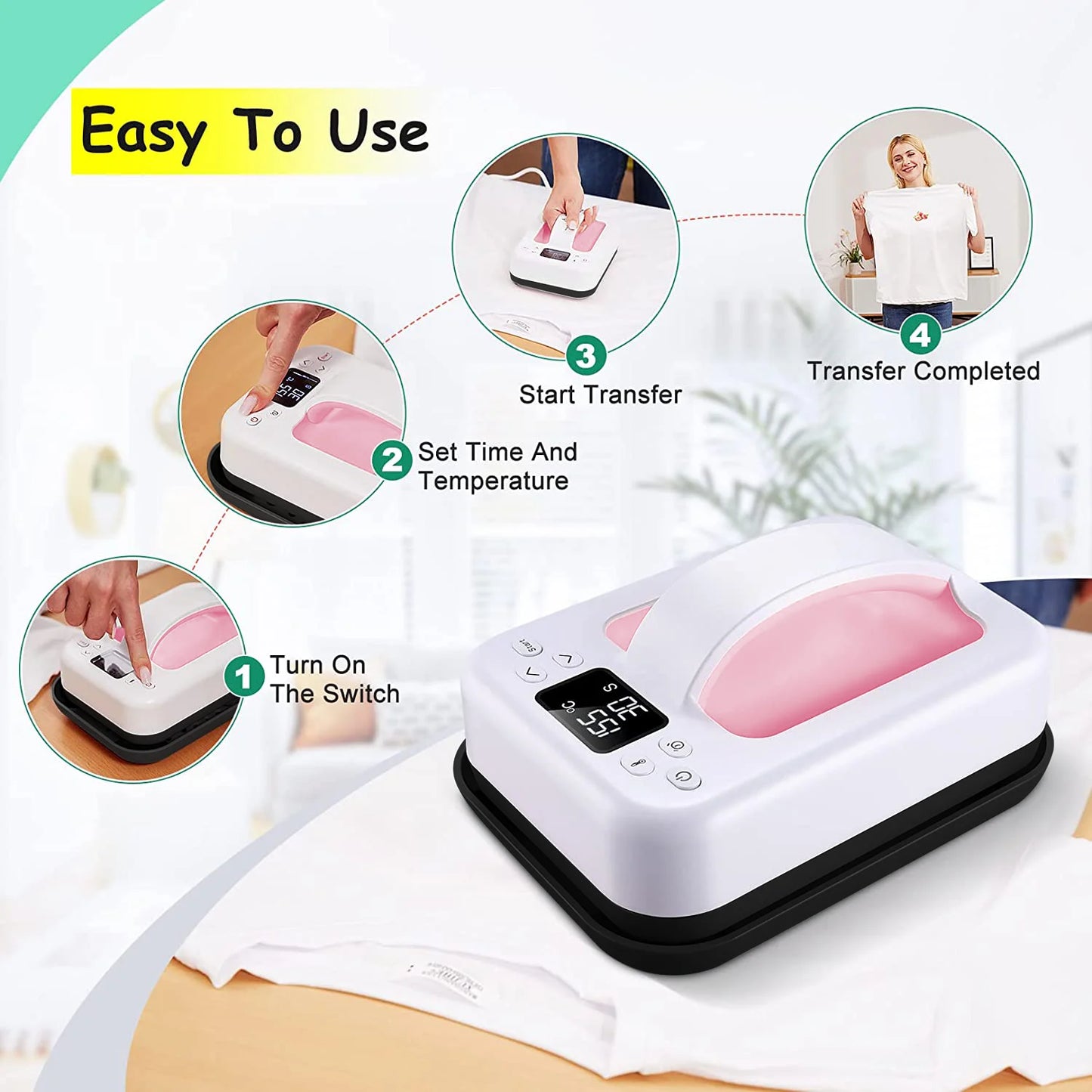 7x5 Portable Heat Press Machine – Fast Heating Sublimation Press for T-Shirts, Beginner & Home Business Friendly