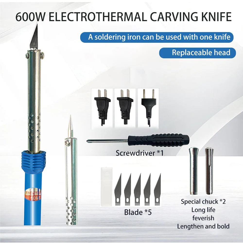 9Pcs Electric Hot Knife Cutter Kit - Soldering Iron Set for Plastic, Vinyl Carving and DIY Cutting Projects