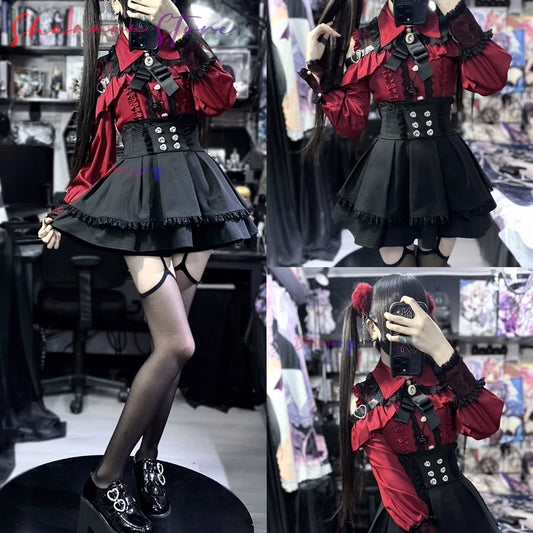 Jirai Kei Lolita Blouse Top — Y2K Sweet Japanese Style Long Shirt with Bow for Women, S-XL, 3 Colors