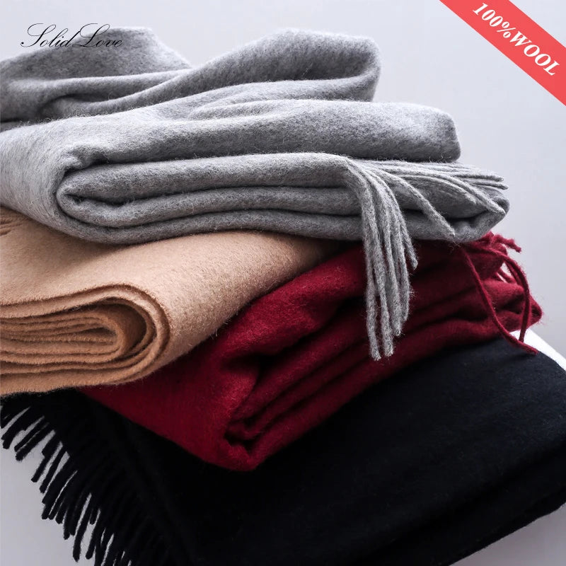 Solidlove Women’s Wool Winter Scarf – 100% Wool Cashmere Poncho Wrap, Fashionable Adult Scarf for Ladies