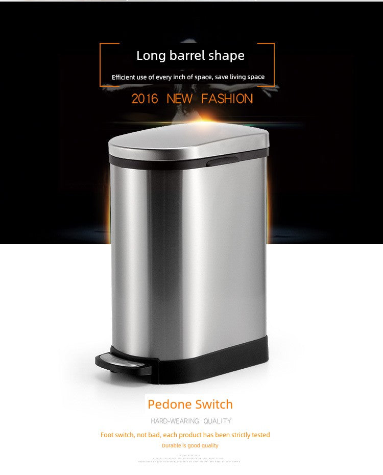 Stainless Steel Pedal Trash Can – Large Home & Living Room Trash Bin with Lid, Nordic Style Bathroom Waste Bin