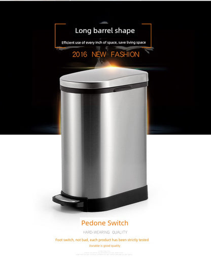 Stainless Steel Pedal Trash Can – Large Home & Living Room Trash Bin with Lid, Nordic Style Bathroom Waste Bin