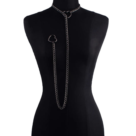 Heart Slip Chain Necklace for Women — Fashion Punk Rock Goth Choker Jewelry Accessory