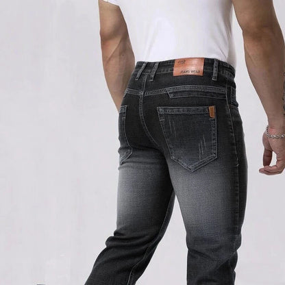 Men's Stretch Straight Leg Business Jeans – Classic Casual Denim Pants