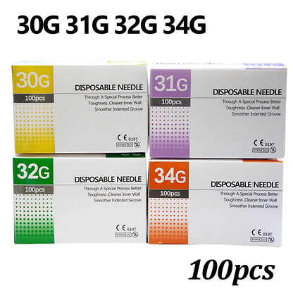 30G-34G Painless Injection Needles — Transparent Syringe Glue Clear Tip Caps, Pharmaceutical Needles (1.5/2.5/4/6mm)