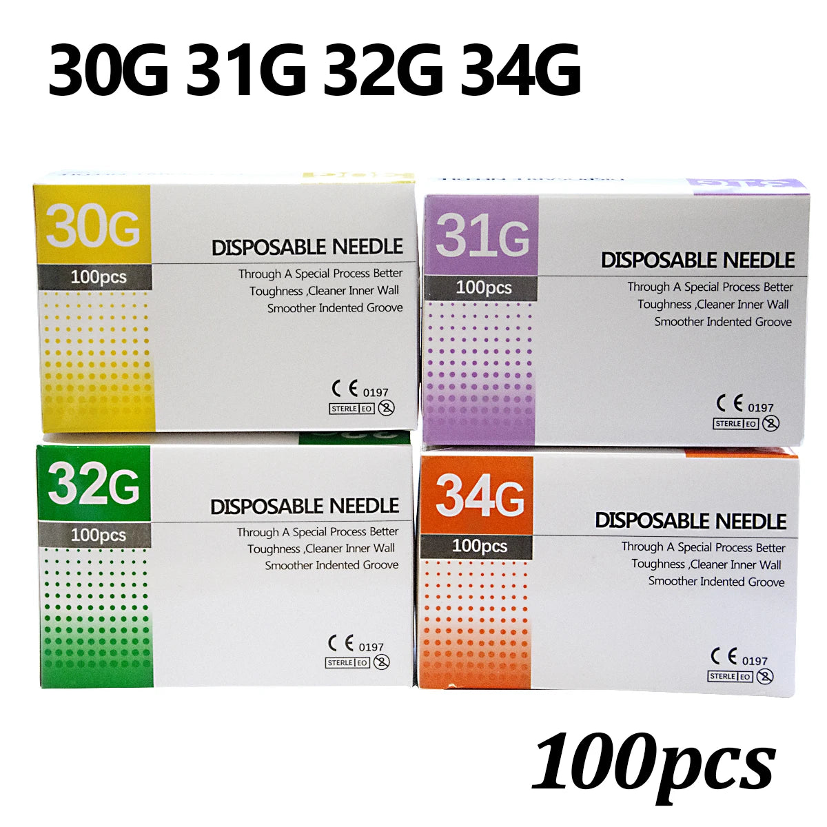 Painless Injection Needles - 30G–34G Transparent Syringe Needles with Clear Tip Caps, 1.5/2.5/4/6mm Pharmaceutical Needles