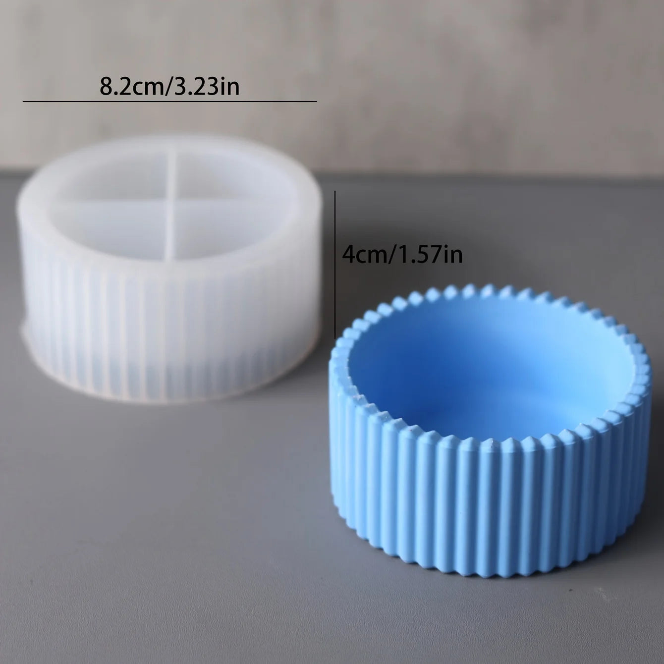 Multi-Functional Round Striped Silicone Mold – DIY Candle Jar, Storage Box, Pencil Holder & Vase Craft Mold