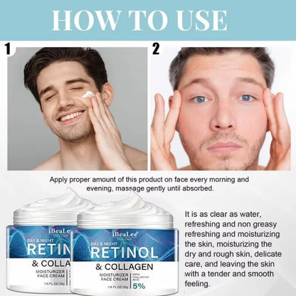 Men’s Retinol Anti-Wrinkle Cream – Collagen Firming Moisturizer for Face & Neck, Korean Anti-Aging Skin Care