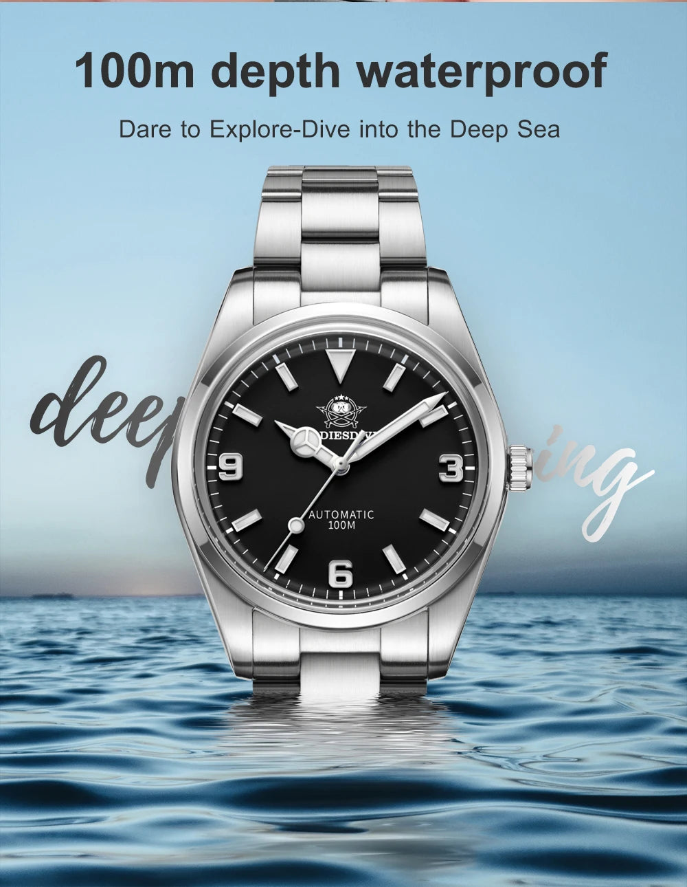 ADDIESDIVE Luxury Men’s Automatic Watch — BGW9 Luminous Bubble Mirror, Sapphire Glass, 100M Waterproof Steel Analog Timepiece